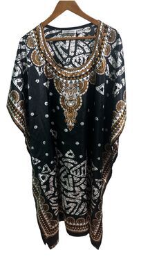 EY Signature Kaftan One Size Black White Caftan Beach Cover Up Boho Resort